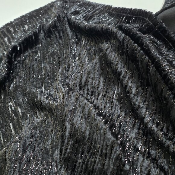 VTG Diane Freis Burnout Velvet Cardigan 1X Black Metallic Lined LS Lagenlook - Picture 12 of 16